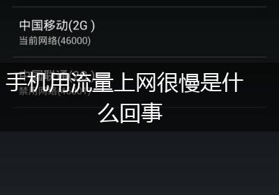 手机用流量上网很慢是什么回事