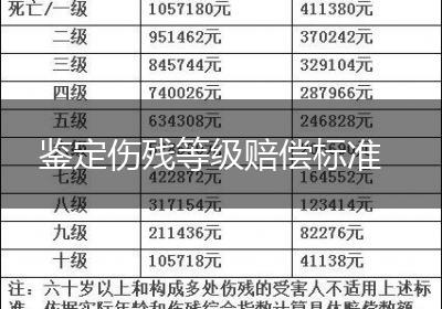 鉴定伤残等级赔偿标准