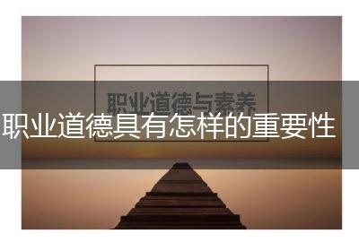 职业道德具有怎样的重要性