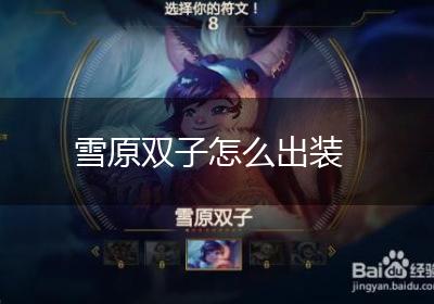 雪原双子怎么出装