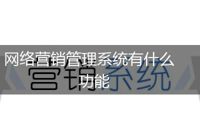 网络营销管理系统有什么功能
