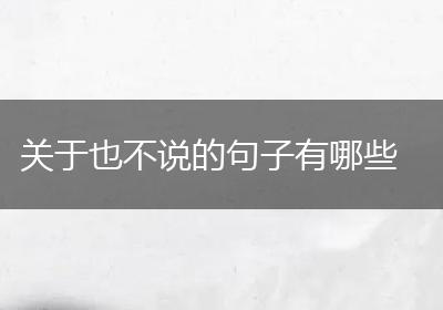 关于也不说的句子有哪些