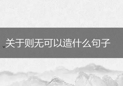 关于则无可以造什么句子