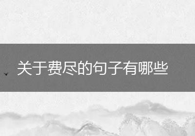 关于费尽的句子有哪些