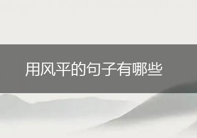 用风平的句子有哪些