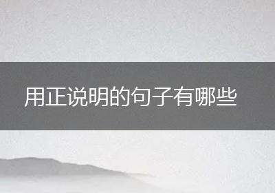 用正说明的句子有哪些