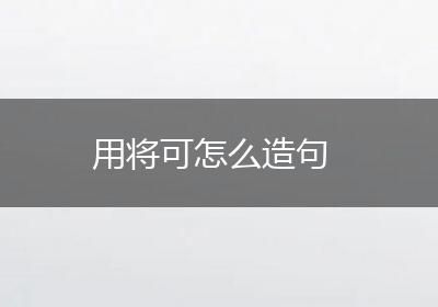 用将可怎么造句