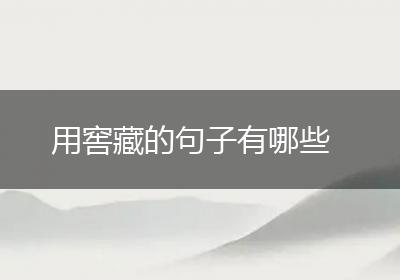 用窖藏的句子有哪些