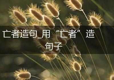 亡者造句_用“亡者”造句子