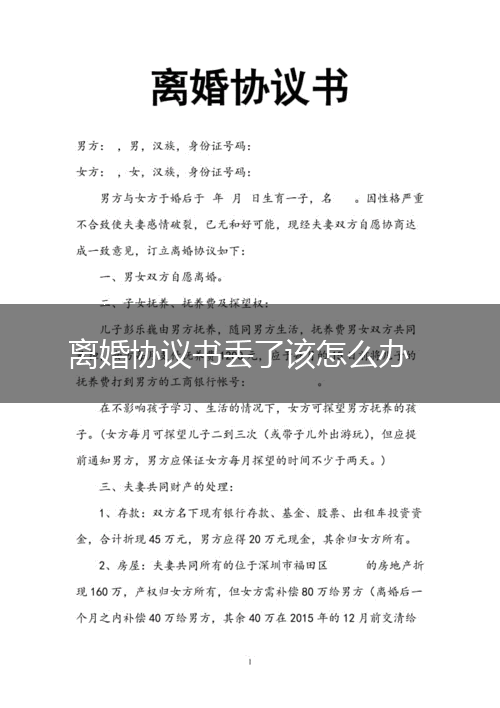 离婚协议书丢了该怎么办,第1张