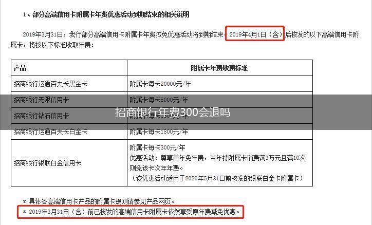 招商银行年费300会退吗,第1张