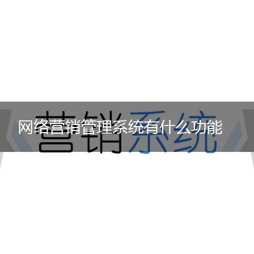 网络营销管理系统有什么功能,第1张