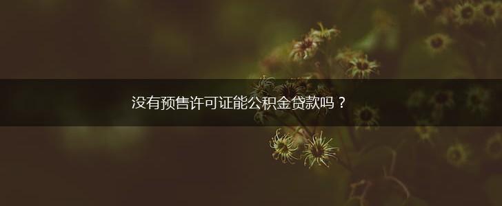 没有预售许可证能公积金贷款吗？,第1张